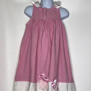 Rare editions girls pink gingham ballet appliqué sundress Sz 4